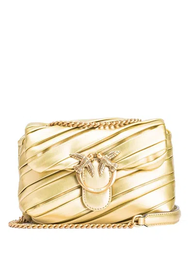 Pinko Love Puff Padded Shoulder Bag In Golden