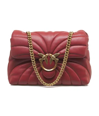 Pinko Love Puff Quilted Chain-linked Crossbody Bag In Red