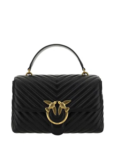Pinko Black Shoulder Bag With Adjustable And Removable Shoulder Strap And Love Birds Plaque On The Front I