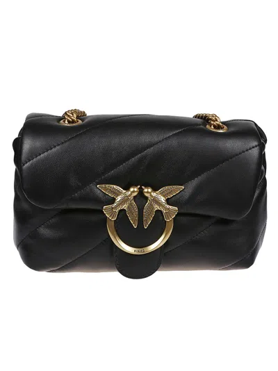 Pinko Love Puff Quilted Mini Shoulder Bag In Black