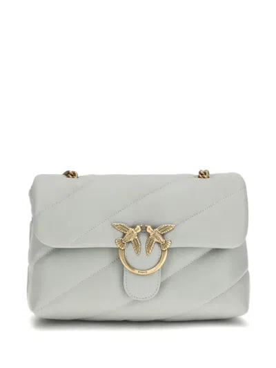 Pinko Love Quilted Bird-hardware Shoulder Bag In Green
