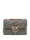 Pinko Love Quilted Logo-embellished Shoulder Bag In Gray