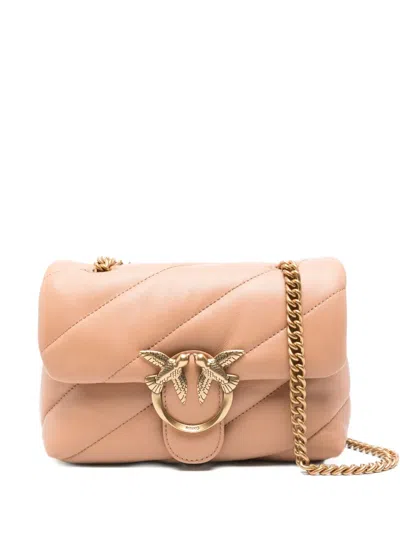 Pinko Love Quilted Logo-plaque Shoulder Bag In Pink