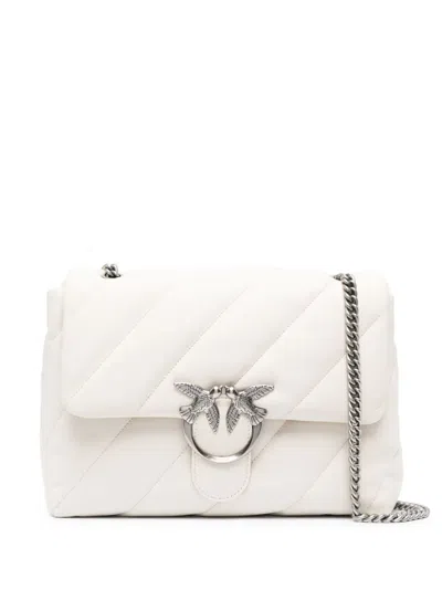Pinko Love Quilted Shoulder Bag In White