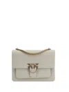 Pinko Love Shoulder Bag In Bianco Seta-antique Gold
