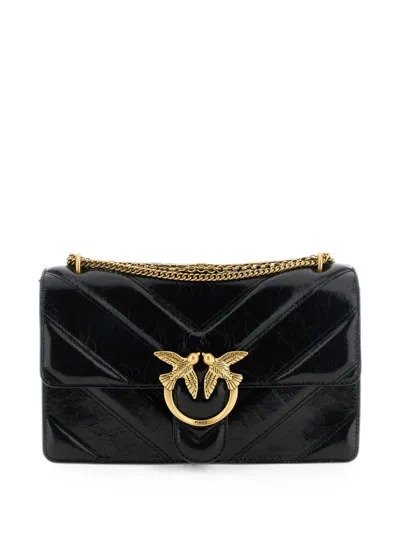 Pinko Love Crossbody Bag Chain Strap Chevron In Brown