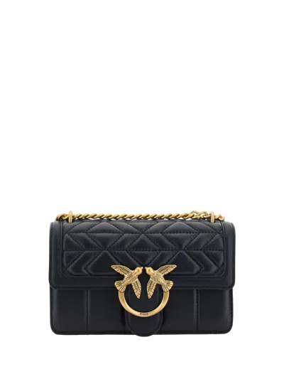 Pinko Love Shoulder Bag In Nero-antique Gold