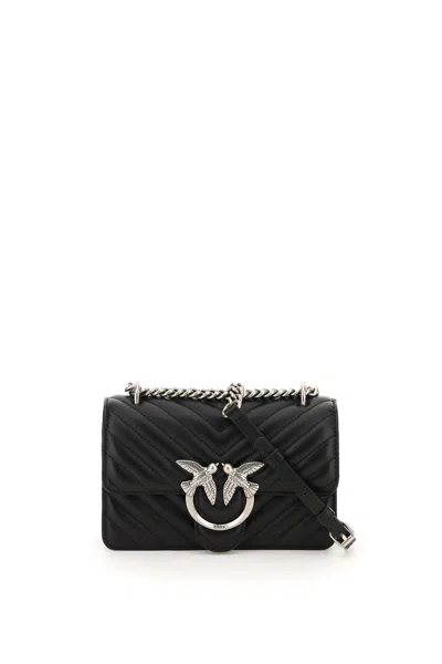 Pinko Love Shoulder Bag In Nero Old Silver (black)