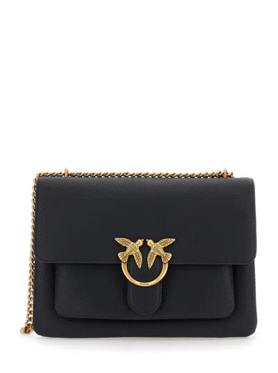 Pinko Love Soft Big Pelle Bottalata In Black-antique Gold