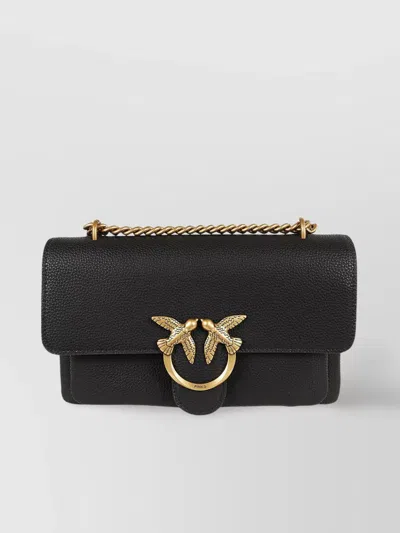 Pinko Love Soft Mini Pelle Botta Cross-body In Black