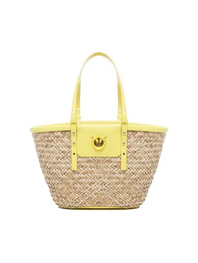 Pinko Love Summer Logo Detailed Tote Bag In Multi