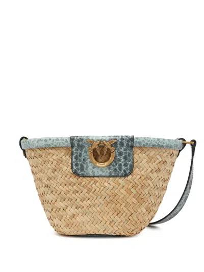 Pinko Love Summer Tote Bag In Neutral