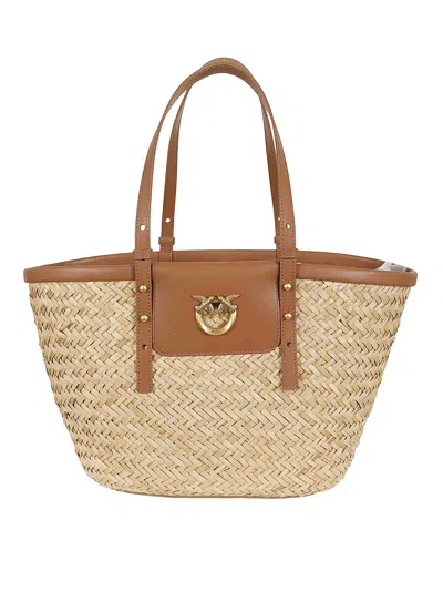 Pinko Love Summer Basket Bag In Brown