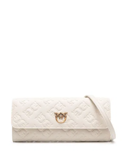 Pinko Love Tiny Birds Clutch Bag In Bianco+banco-antique Gold