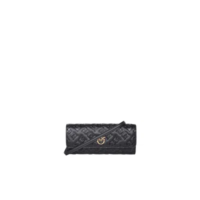 Pinko Love Tiny Birds Imprime Black Gold Wallet In Multi