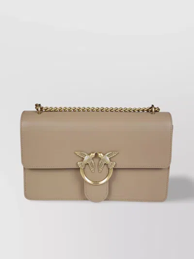 Pinko Love Vitello With Structured Silhouette And Bird Embellishment In Brown