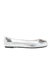 Pinko Metallic Nappa Leather Ballerinas In White