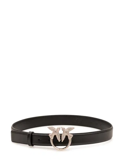 Pinko Low Love Mini Belt With Figurative Buckle In Gray