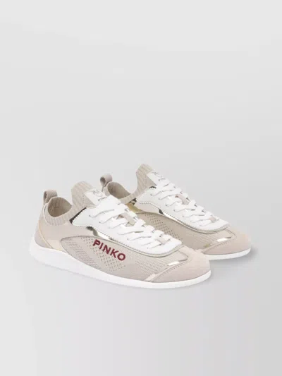Pinko Low Top Sneakers Mesh Panels In Gold