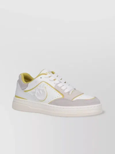 Pinko Low Top Sneakers With Contrast Panels And Perforated Design In White