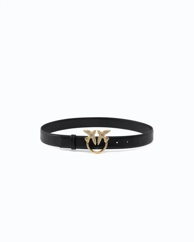 Pinko Low.love Berry H3 Strass Vitel Belt In Black
