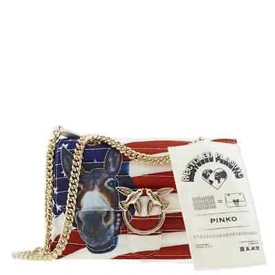 Pre-owned Pinko Lucia Heffernan Eco-love Puff Recycled Bag 1n12nby68a Cr1 In Multicolor/red/white/blue