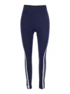 Pinko 'luna Piena' Blue Pants With Love Birds Diamond Cut Embroidery On The Front And Side Striped Detail In Blue