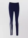 Pinko 'luna Piena' Blue Pants With Love Birds Diamond Cut Embroidery On The Front And Side Striped Detail