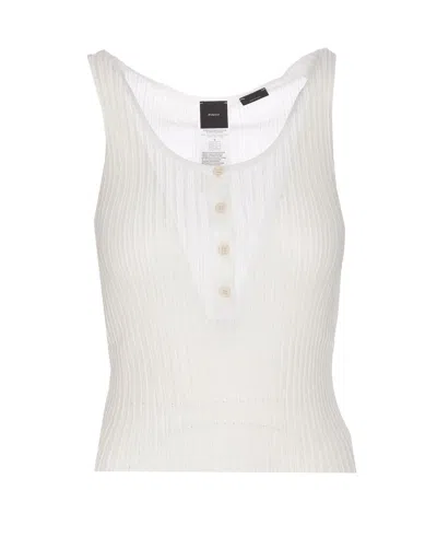 Pinko Lurex Buttons Top In White