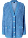 Pinko Metallic Mat Cardigan With Sequins In Blue