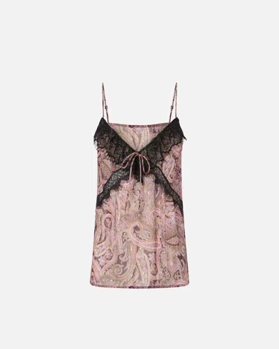 Pinko Paisley-lace Sleeveless Top In Pink