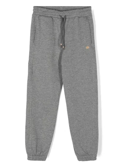 Pinko Kids' Lurex Fleece Track Pants In Grey