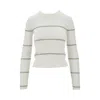 Pinko Pull En Maille Côtelée À Rayures Métallisées In White