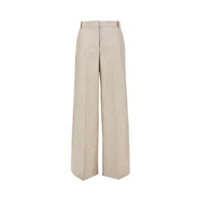 Pinko Lurex Viscose And Wool-blend Pants In Neutral