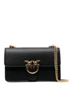 Pinko Structured Black Shoulder Bag With Distinctive Gold-tone Clasp