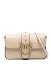Pinko Beige Leather Shoulder Bag With Gold-tone Bird Clasp
