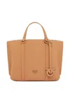 Pinko Tumbled Leather Shopper Bag In Brown