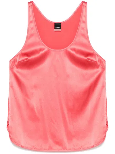 Pinko Luxurious Silk-blend T-shirt In Coral