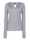 Pinko Ribbed Wool And Cashmere Sweater In Grey