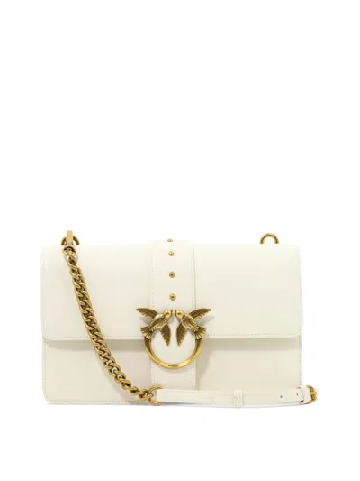 Pinko Luxurious White Leather Crossbody Bag For Women In Neutral