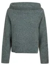 Pinko Multicolor Asymmetrical Ribbed Sweater In Green