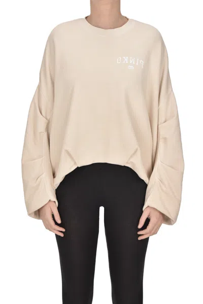 Pinko Macedonia Oversize Sweatshirt In Beige
