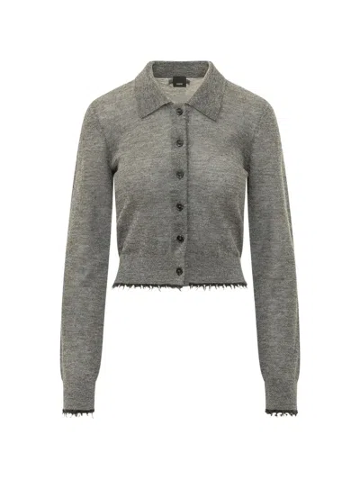 Pinko Madrid Raw-edge Collared Cardigan In Gray