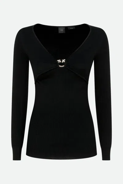 Pinko Love Birds-embellished Layered Top In Black