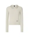 Pinko Sweater With Collar And Rhinestones In Neutral
