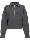 Pinko Half-zip Ribbed-knit Jumper In Grey