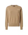 Pinko Crew Neck Knitwear Sweater With Logo Detail In Nude