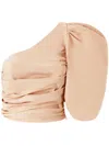 Pinko Asymmetrical One-shoulder Taffeta Top In Cameo Pink In Rosa Cammeo
