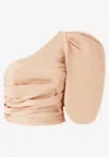 Pinko Asymmetrical One-shoulder Taffeta Top In Cameo Pink