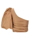 Pinko Asymmetrical One-shoulder Taffeta Top In Pink